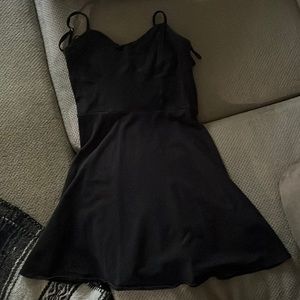 Black spaghetti strap dress with back cutout